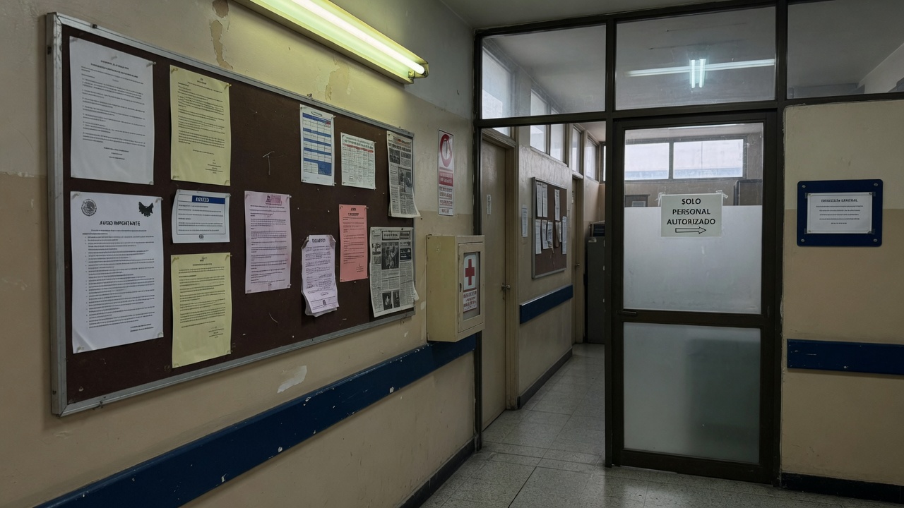 Pasillo de una oficina institucional en México