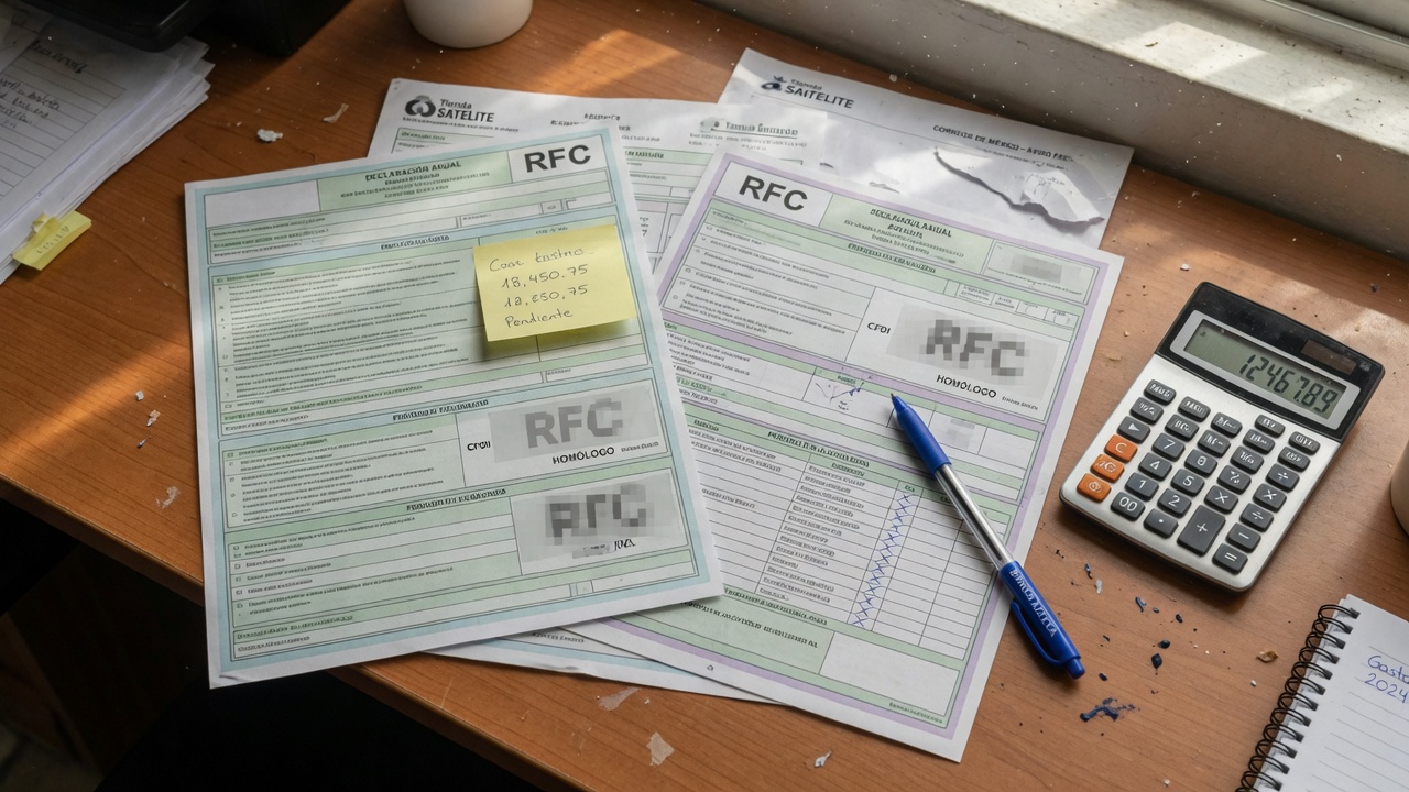 Papeles fiscales y RFC en un escritorio